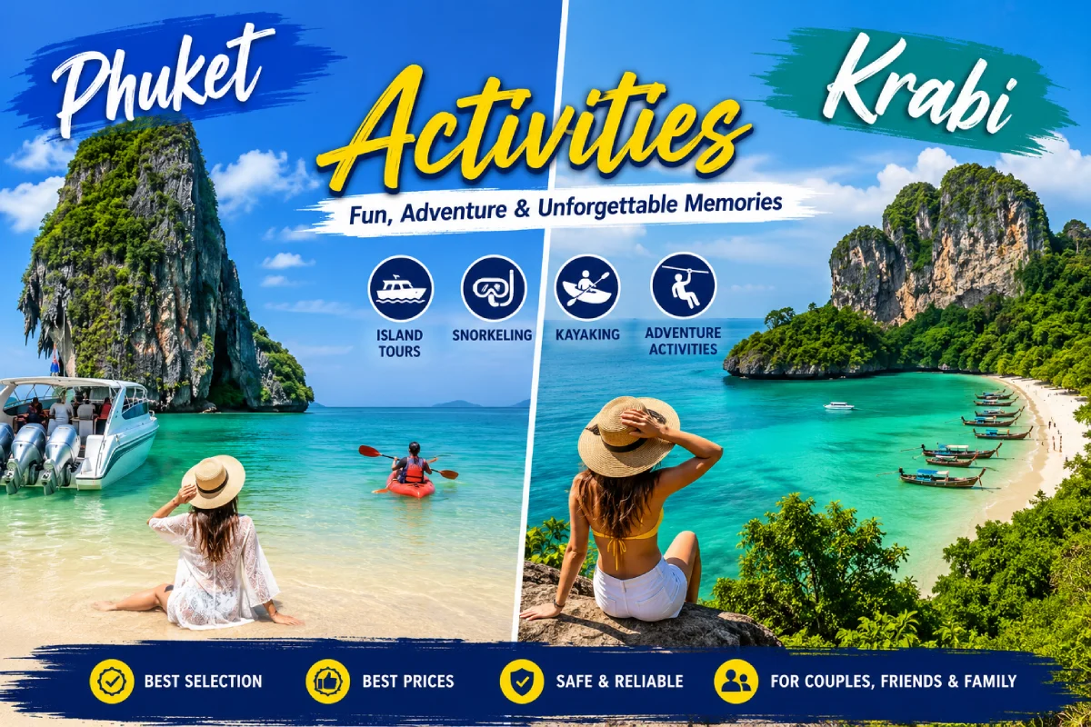 Phuket Krabi activities - James Bond Island and Phi Phi Island tours by Bangkok Holiday Travels